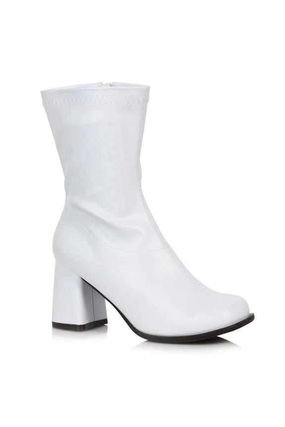 Adult White Mid Calf Patent Gogo Boots