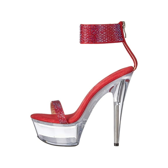 Ellie Shoes Women's Shoes 609 Anika Fabric Open Toe Special, Red, Size 10.0