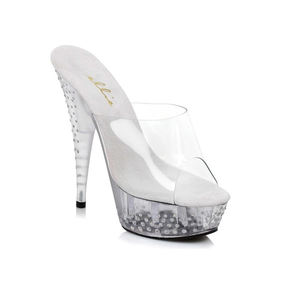 Ellie Shoes Womens E-609-Elsa 6" Pointed Stiletto Mule. Clear / 9