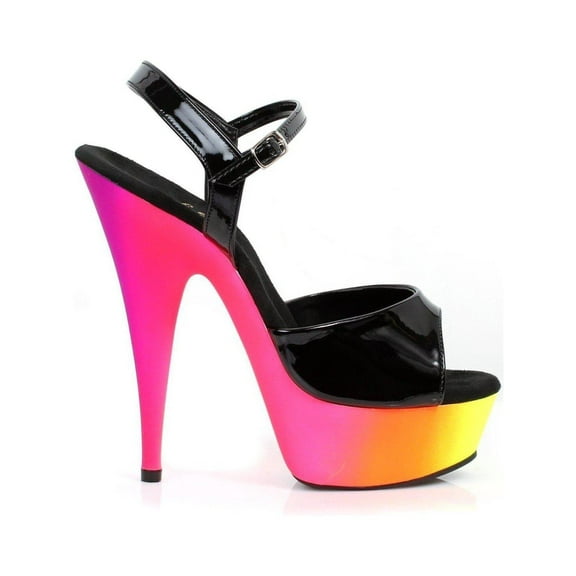 Ellie Shoes Womens E-609-Sunrise, 6" Pointed Stiletto Sandal 5 / Black/Sherbert