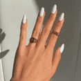 thumbnail image 1 of Ellie Vincy Press-On Nails – Solid White Glossy Finish, Long Almond Shape, Reusable Nails in 15 Sizes – 30 Nail Kit with Glue & Sticky Tabs, 1 of 3