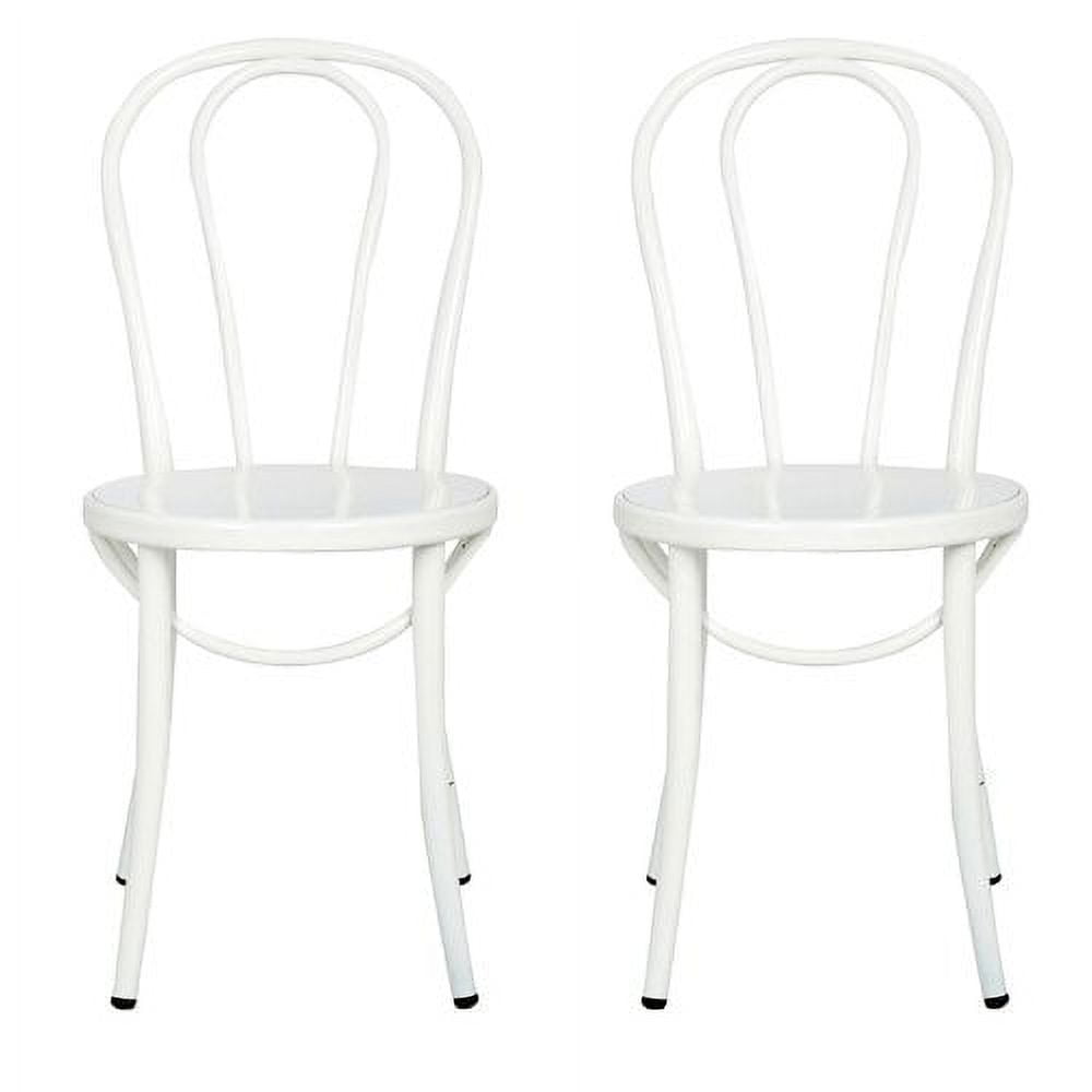 Ellie White Metal Bistro Chairs Set of 2