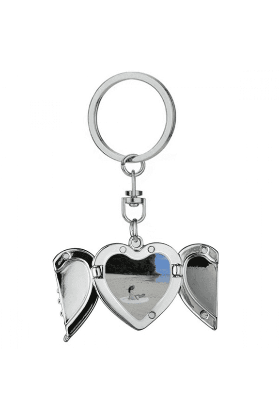 Ellie Yao Beautiflu Girl Beach Sea Reef Heart Angel Wing Key Chain Holder