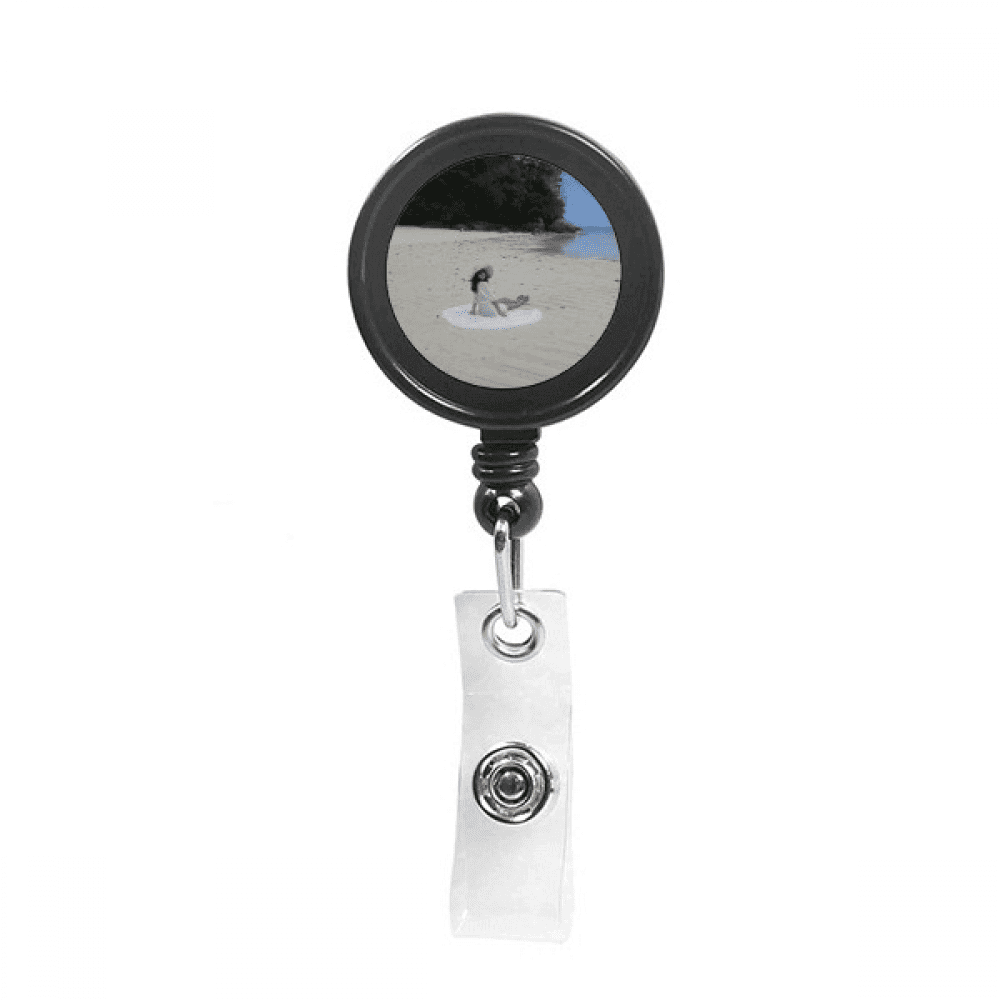 Ellie Yao Beautiflu Girl Beach Sea Reef Retractable Keychain Badge Holder ID Badge