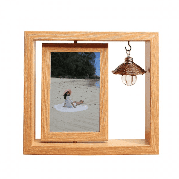 Ellie Yao Beautiflu Girl Beach Sea Reef Wooden Rotating Picture Photo Frame 4x6