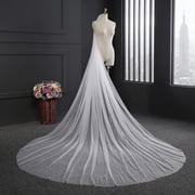 EllieWely 1 Tier Cathedral Length 3.5 M138 inch Plain Tulle Wedding Bridal Veil With Metal Comb White