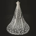 thumbnail image 1 of EllieWely 1 Tier Cathedral Length 3 M(118 inch) butterfly lace Wedding Bridal Veil With Metal Comb L60 White, 1 of 5