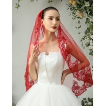 EllieWely 1 Tier Fingertip Length 90 cm(35 inch) Bling Bling Sequin Lace Edge Wedding Bridal Veil With Metal Comb L69