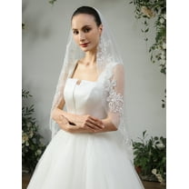 EllieWely 1 Tier Fingertip Length 90 cm(35 inch) Lace Edge Wedding Bridal Veil With Metal Comb L69