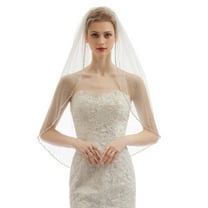 EllieWely 1 Tier Fingertip Length 90 cm(35 inch) Pearls Wedding Bridal Veil With Metal Comb L69