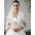 thumbnail image 1 of EllieWely 2 Tier Fingertip Length 90cm(35 inch) Sequin Lace Wedding Bridal Veil With Metal Comb X80, 1 of 5