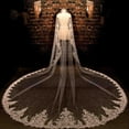 thumbnail image 1 of EllieWely 2 Tier Wedding Veil Cathedral Length 3.5 M(138 inch) Bling Sequin Lace Bridal Veil With Metal Comb L72 White, 1 of 5