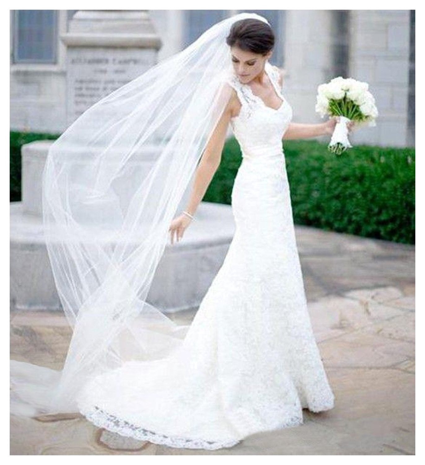 Long white wedding veil. 118” long. Brand new HEREAD Bride Wedding Veil 118 main image 4