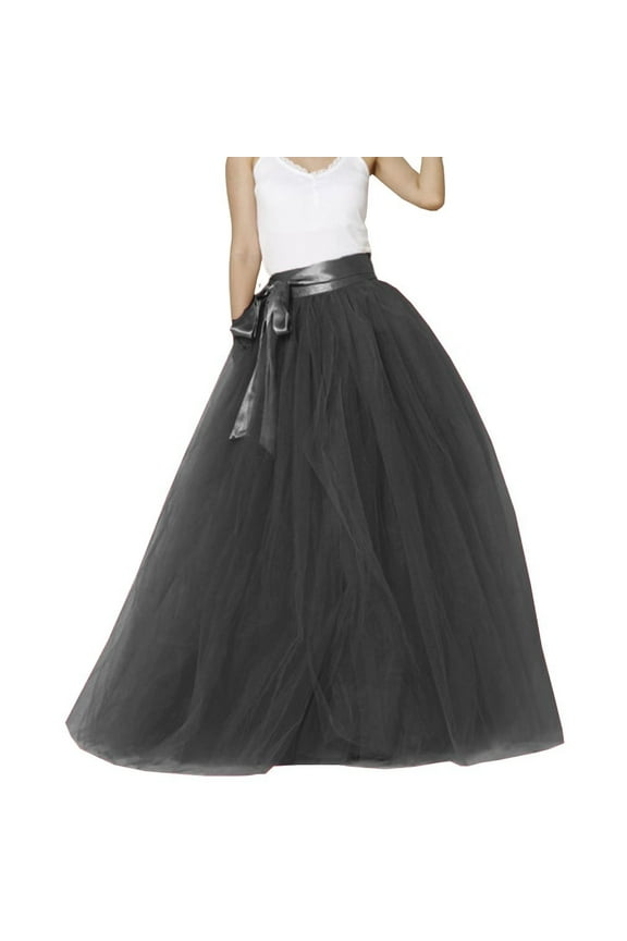 20+ Colors Women's Floor Length Long Tulle Tutu Skirt Black Size S/M/L