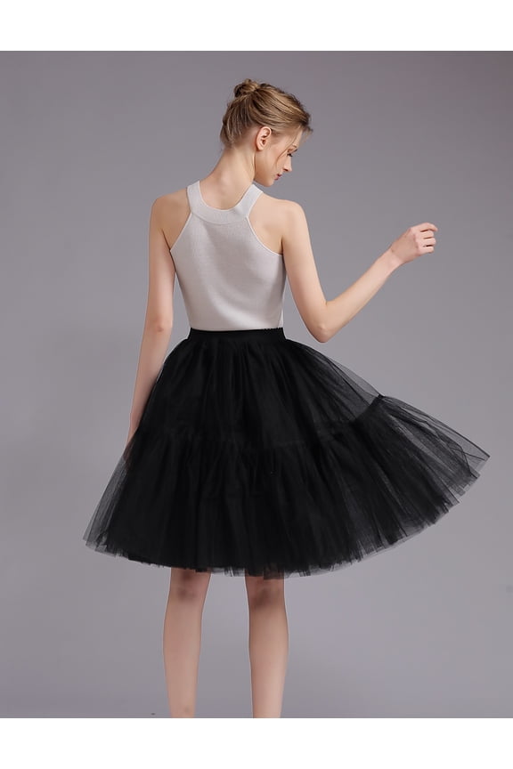 20+ Colors Women's Mid Length Tulle Tutu Skirt Black Size S/M/L