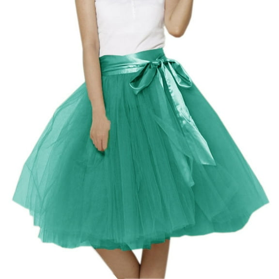 EllieWely 20  Colors Women's Mid Length Tulle Tutu Skirt Emerald Size 4XL Plus Size