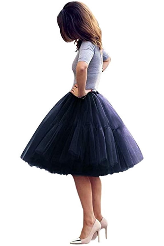 20+ Colors Women's Mid Length Tulle Tutu Skirt Navy Blue Size XL/XXL