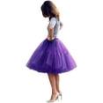 thumbnail image 1 of EllieWely 20+ Colors Women's Mid Length Tulle Tutu Skirt Purple Size 5XL Plus Size, 1 of 2