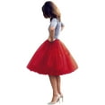 thumbnail image 1 of EllieWely 20+ Colors Women's Mid Length Tulle Tutu Skirt Red Size 5XL Plus Size, 1 of 5