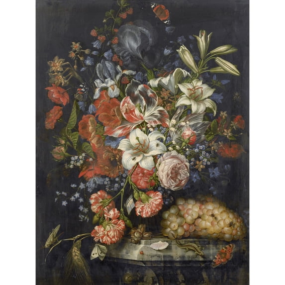 Elliger Still Life Flowers Fruit Bouquet Grapes Extra Large XL Wall Art Poster Print