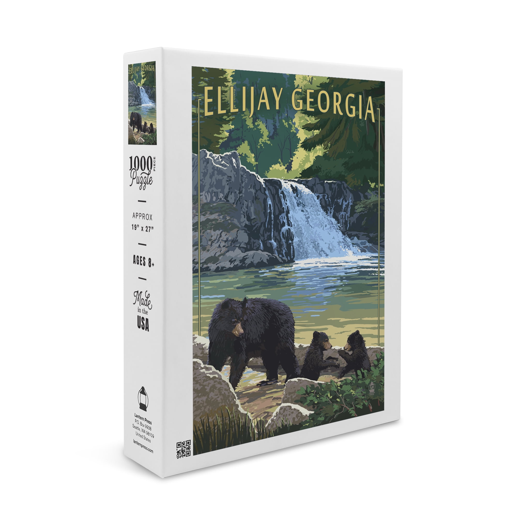 Ellijay, Bear Family and Waterfall (1000 Piece Puzzle, Size