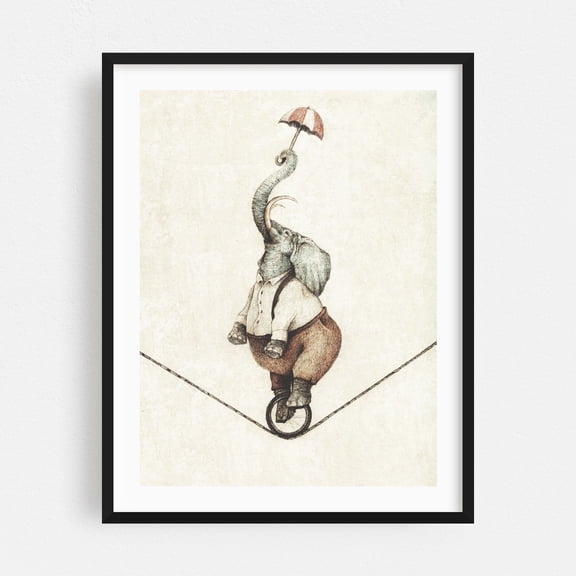 Elliot - Drawing Surrealism Humor Fantasy Modern Art Vintage Black Framed Wall Art Print 18 x 24 inches