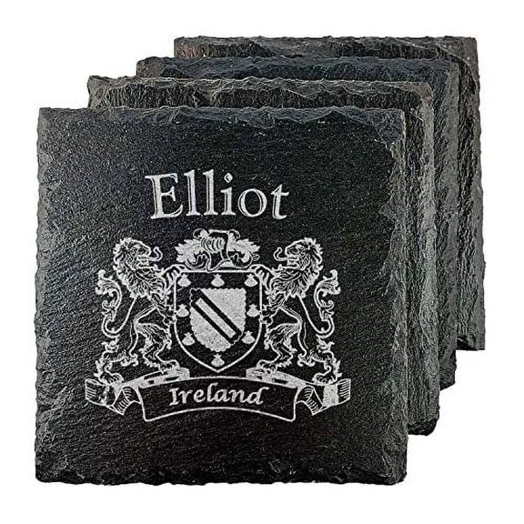 Elliot Irish Coat of Arms Slate Coasters - Set of 4