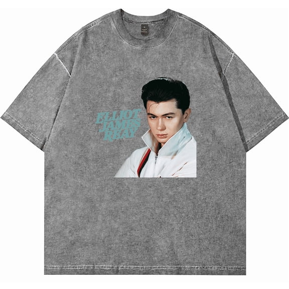 Elliot James Reay Pic Merch Dirtyfit T-shirt Short-Sleeved Washed Denim Fashion Loose Summer Cotton Stylish Design Tee