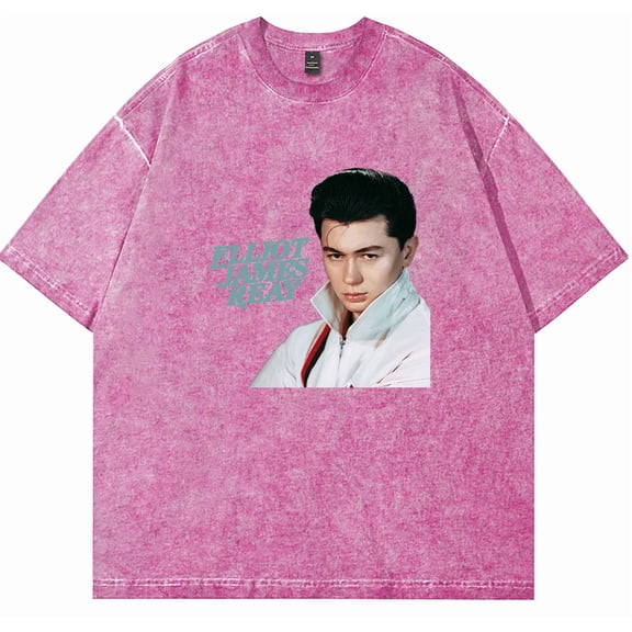 Elliot James Reay Pic Merch Dirtyfit T-shirt Short-Sleeved Washed Denim Fashion Loose Summer Cotton Stylish Design Tee