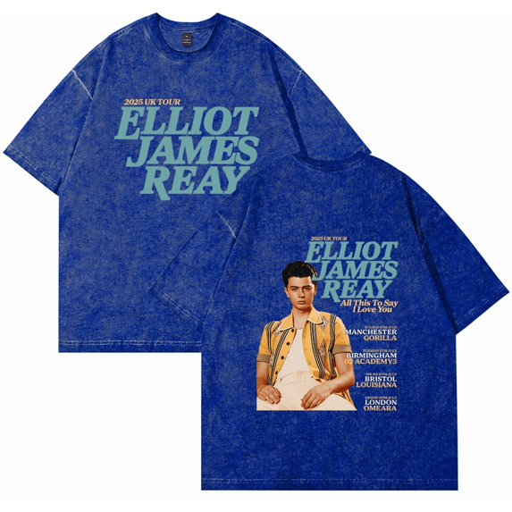 Elliot James Reay Tour Merch Dirtyfit T-shirt Short-Sleeved Washed Denim Fashion Loose Summer Cotton Stylish Design Tee