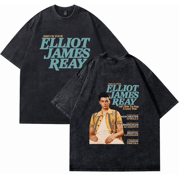 Elliot James Reay Tour Merch Dirtyfit T-shirt Short-Sleeved Washed Denim Fashion Loose Summer Cotton Stylish Design Tee