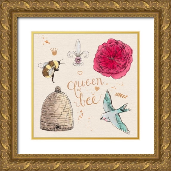 Elliot, Kerri 12x12 Gold Ornate Wood Framed with Double Matting Museum Art Print Titled - Queen Bee