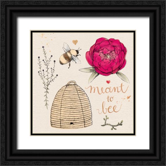Elliot, Kerri  15x15 Black Ornate Wood Framed with Double Matting Museum Art Print Titled - Meant To Bee