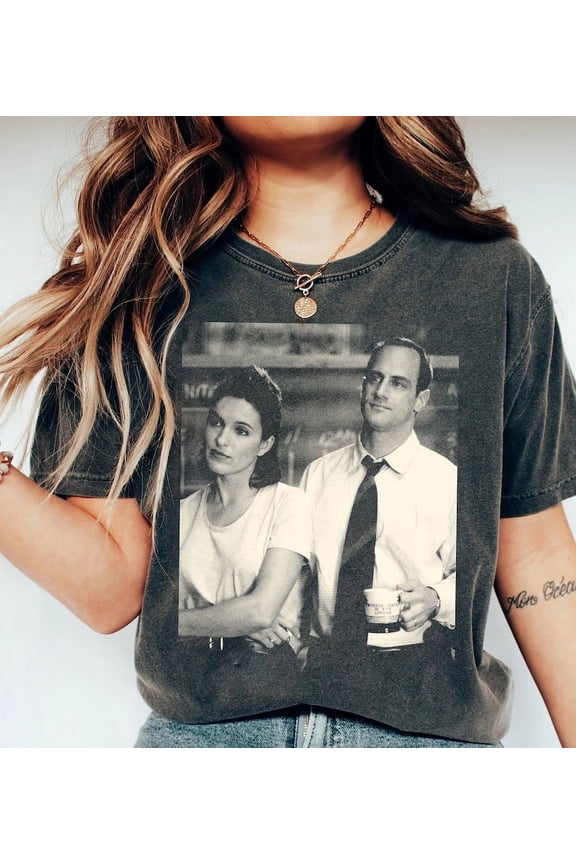 Elliot And Olivia Comfort Colors T-shirt, Retro Elliot Stabler And Olivia Benson Shirt, Law And Order SVU Tee, 90s Graphic Tee, Gift For Fan,Graphite color,size M