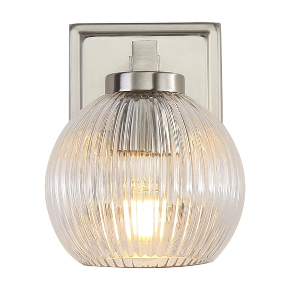 Yep by Golden Lighting Elliott 1-light Vanity in Pewter and Clear Ribbed Glass