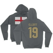 Elliott 19 Jersey Style - England Soccer Cup Fan Unisex Hooded Sweatshirt (Gray, Small)