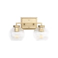 thumbnail image 1 of Yep by Golden Lighting Elliott 2-light Vanity in Brushed Champagne Brass and Clear Ribbed Glass, 1 of 1