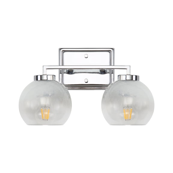 Yep by Golden Lighting Elliott 2-light Vanity in Chrome and Clear Alabaster Glass