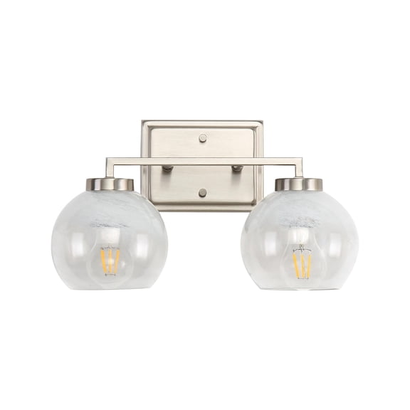Yep by Golden Lighting Elliott 2-light Vanity in Pewter and Clear Alabaster Glass