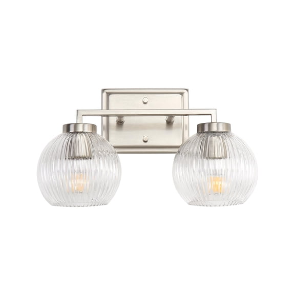 Yep by Golden Lighting Elliott 2-light Vanity in Pewter and Clear Ribbed Glass
