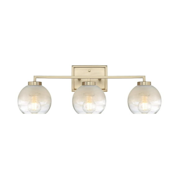 Yep by Golden Lighting Elliott 3-light Vanity in Brushed Champagne Brass and Clear Alabaster Glass