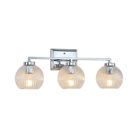 Yep by Golden Lighting Elliott 3-light Vanity in Chrome and Clear Ribbed Glass