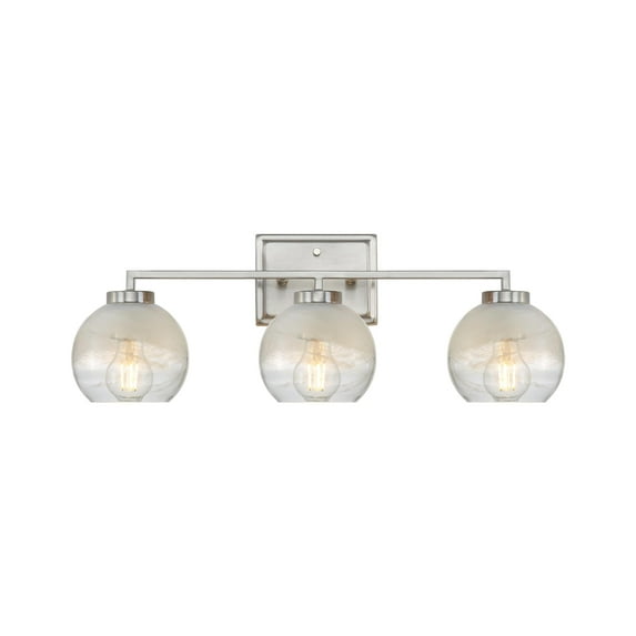 Yep by Golden Lighting Elliott 3-light Vanity in Pewter and Clear Alabaster Glass