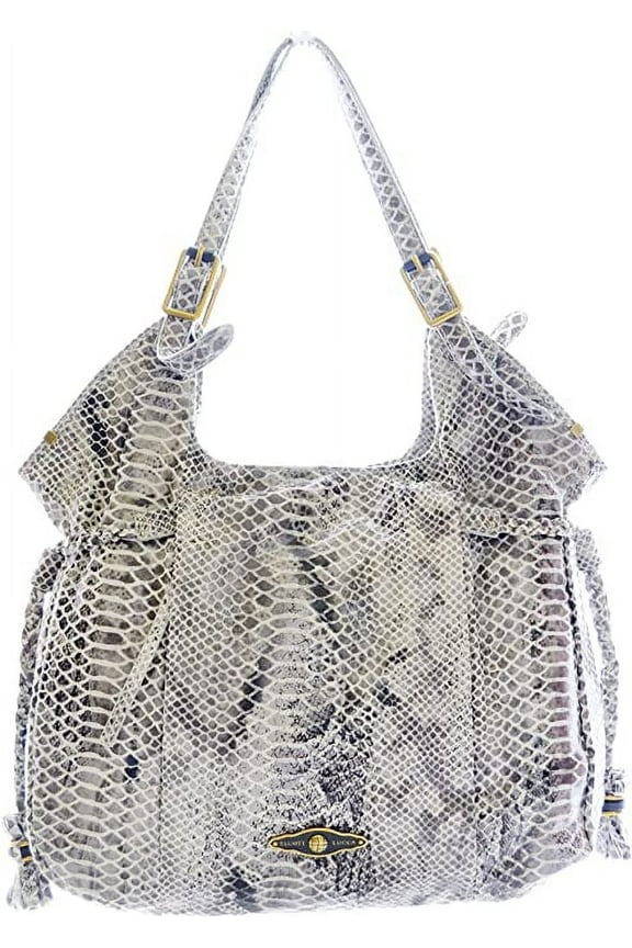 Sintra Leather Tote, Black/ White Exotic Snakeprint