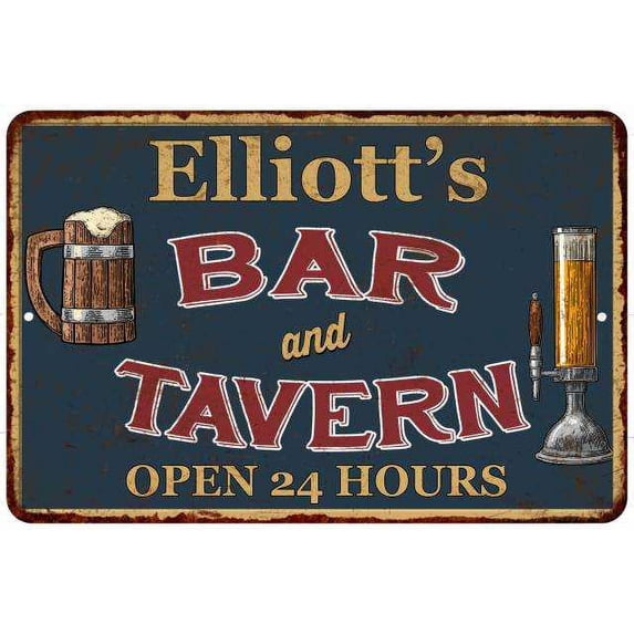 Elliott's Green Bar & Tavern Rustic Sign 8 x 12 High Gloss Metal 208120047811