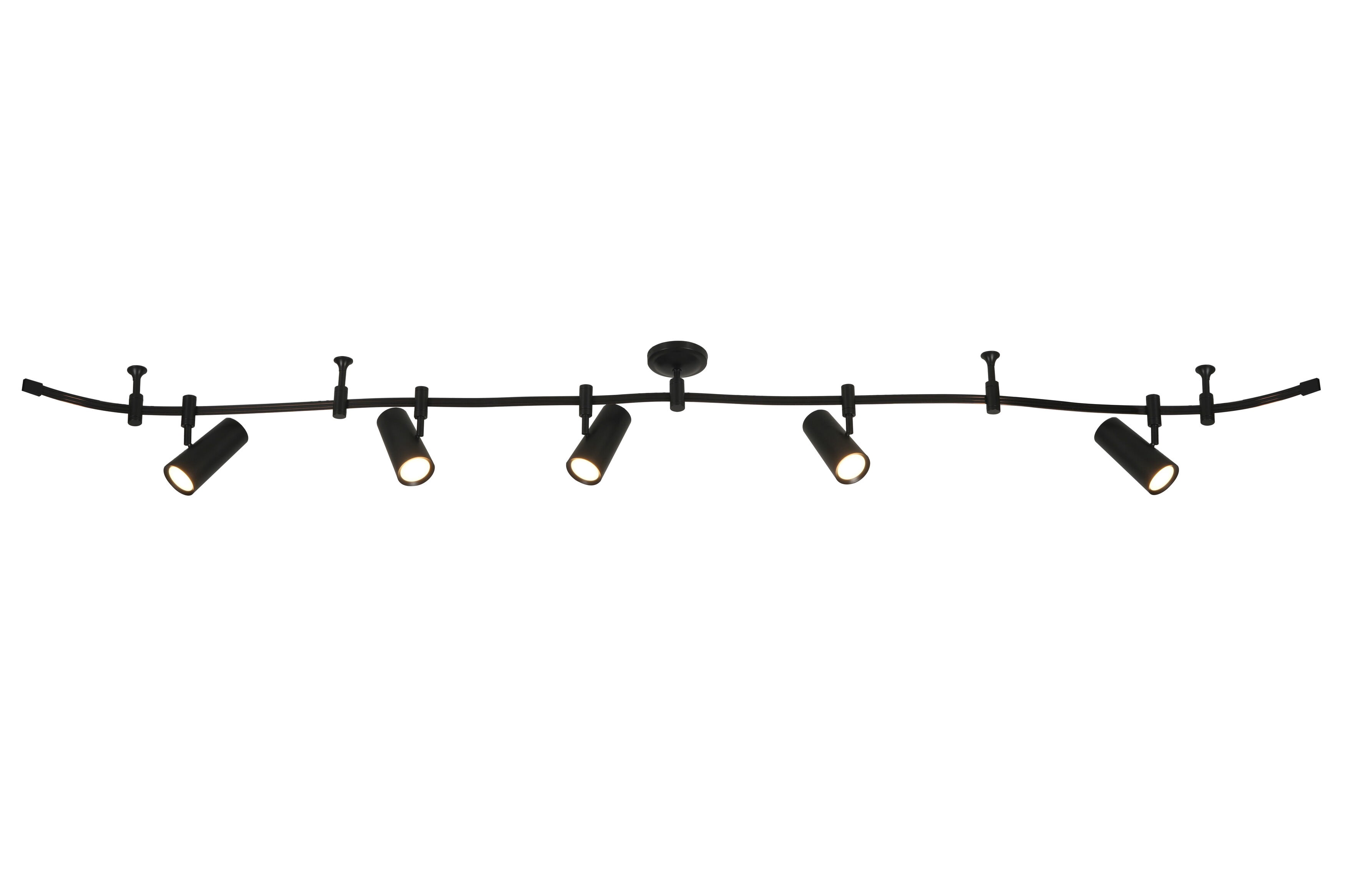 Catalina Lighting Ellipse Flex Track 5-Light Dimmable LED Track Light with 8' Adjustable Track Rail Modern Light Fixture for Kitchen, Living Room, Bedroom, or Office, 3000K, Black