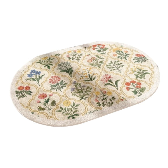 Ellipse Bathroom Rugs Spring Floral Print Doormats Coir Entrance Washable Door Rugs Indoor Entrance Anti-Slip Bath Mats for Bathroom Floor, Tub, Shower and Home Decor Accessories, 24x17 IN