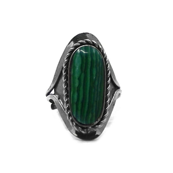 Ellipse Oval Flat Healing Gemstone Crystal Cabochon Silver Metal Border Adjustable Ring - Womens Natural Fashion Handmade Jewelry Boho Accessories