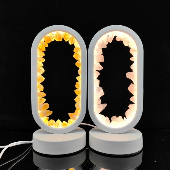 Ellipsoid Natural Crystal Stone Lamp USB Light Home Decor Healing Mineral for Peaceful Atmosphere in Room Crystal for Promoting Relaxation Removing Negative Energy