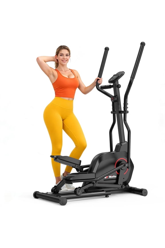 Elliptical Machine, Total Body Fitness Cross Trainer for Home Use, Cardio Workout Training Elliptical Trainers with Hyper-Quiet Electromagnetic Front Driving System, 18IN Stride, 14 Resistance Levels